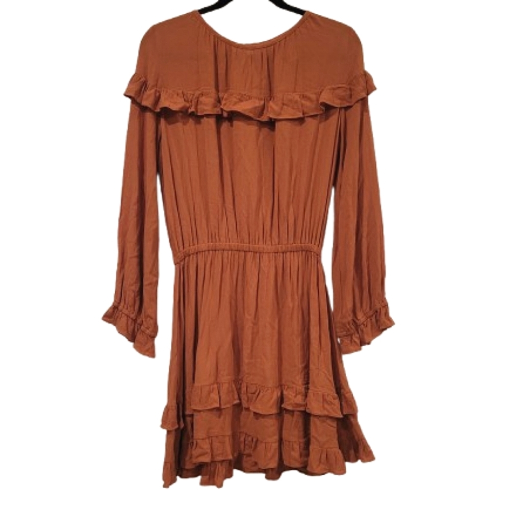 Rachel Pally Boho Dress Cider color Ruffle trim Size Large